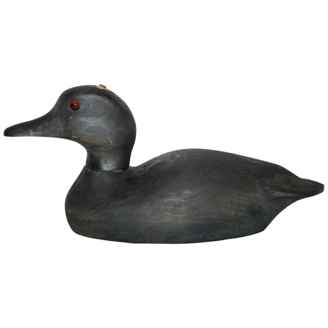 Black Mid-20th Century Folk Art Wooden Duck Decoy For Sale - Image 8 of 8