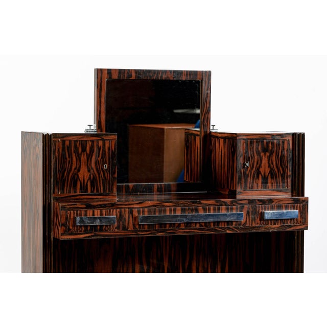 Antique French Art Deco Macassar Ebony Vanity Cabinet by Georges Champion, Attributed For Sale In Detroit - Image 6 of 15