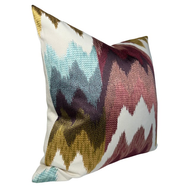 Art Deco Kamut Woven Pillow Cover in Rose, 22x22 Pillow For Sale - Image 3 of 4