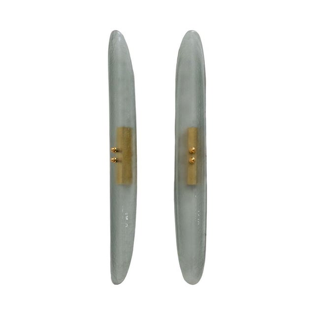 Mid-Century Modern Aqua Green Murano Glass Sconces in the style of Fontana Arte, 2000, Set of 2 For Sale - Image 9 of 9