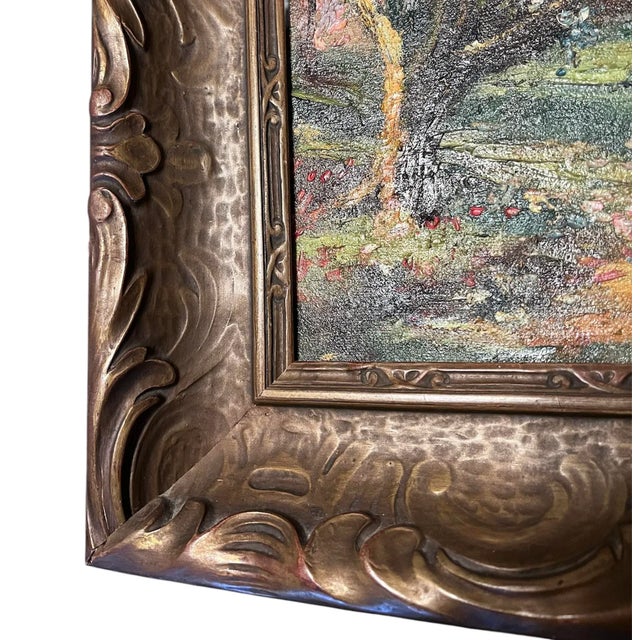 Early 1900s Antique Landscape Oil Painting in Period Frame. Signed For Sale - Image 4 of 9