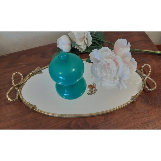 Metal Vintage Ribbon Vanity Mirror Rope Bow Tassels For Sale - Image 7 of 8