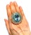 Bochic "Flamenco" Vintage Blue Topaz & White Topaz Gem Ring 18K Gold & Silver For Sale - Image 12 of 18