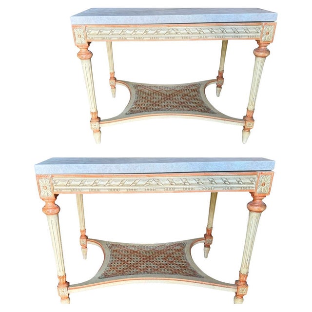 Mid 20th Century Decorated End Tables with Taj Mahal Marble Tops - A Pair For Sale In Boston - Image 6 of 18