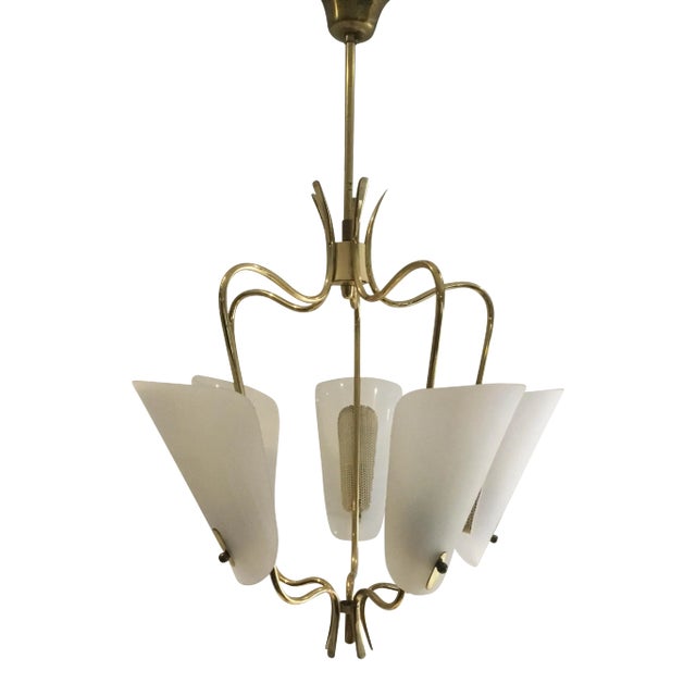 Mid-Century Italian Brass Pendant Lamp, 1950s For Sale