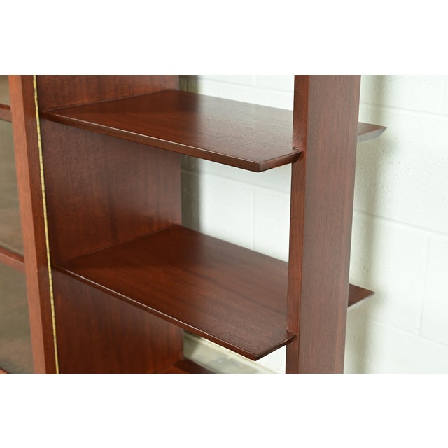 Frank Lloyd Wright Taliesin Mahogany Bookcase or Room Divider, Newly Refinished For Sale - Image 9 of 14