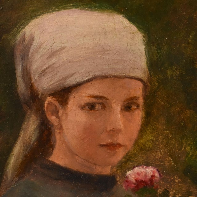 Portrait of Young Woman, 1890, Oil on Canvas For Sale - Image 4 of 10