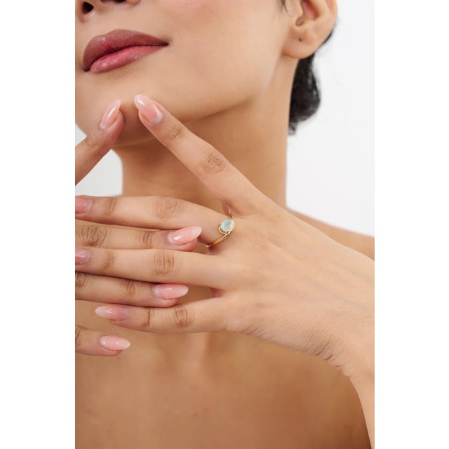 Not Yet Made - Made To Order Natural 1ct Paraiba Tourmaline Soltaire Ring Size 7 Wave Band in 18k Solid Gold For Sale - Image 5 of 18