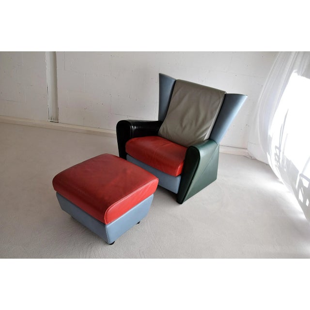 Black Set of Vintage Armchair and Ottoman by Alessandro Mendini for Matteo Grassi, 1986 For Sale - Image 8 of 11