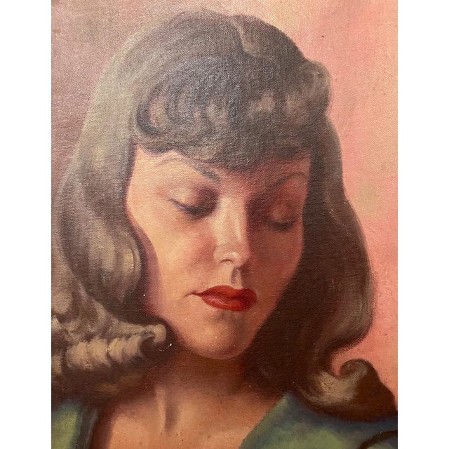 Mid-Century Modern Clarence Busch Framed Portrait of a Woman For Sale - Image 3 of 6