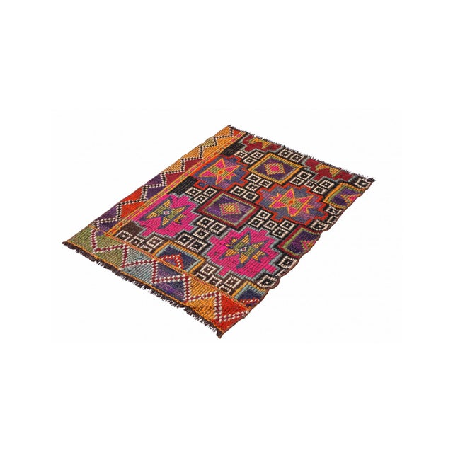 Mid-Century Modern Small Ebroidered Vintage Kilim Rug - 2`7″ X 3`7″ Ft. For Sale - Image 3 of 6