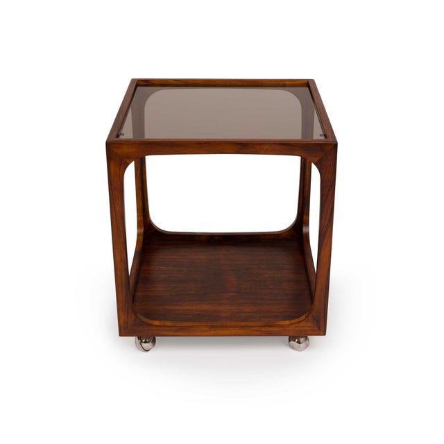 Mid-Century Modern 1960s Walter Wirz Rosewood & Glass Cube Table for Wilhelm Renz For Sale - Image 3 of 7