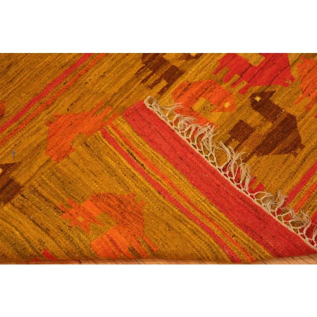 Nazmiyal Collection Vintage Flat Woven Scandinavian Chicken Motif Kilim Rug For Sale - Image 9 of 9