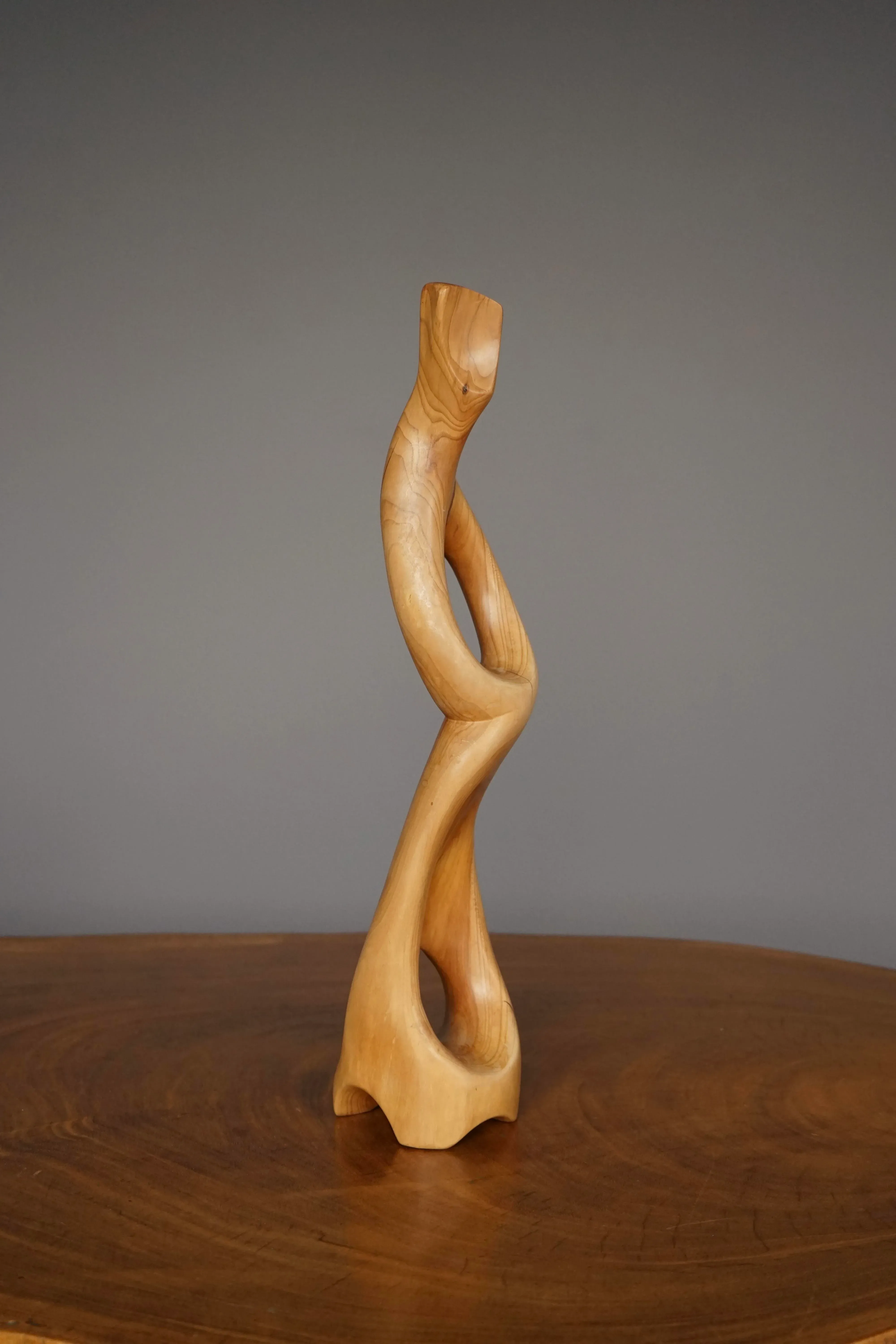 Mid-Century Abstract Carved Wooden Sculpture, 1968 | Chairish