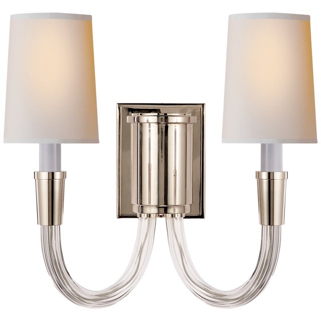 Vivian Double Sconce in Polished Nickel with Natural Paper Shades Designer: Thomas O'Brien Height: 13.5" Extension: 8.5"...