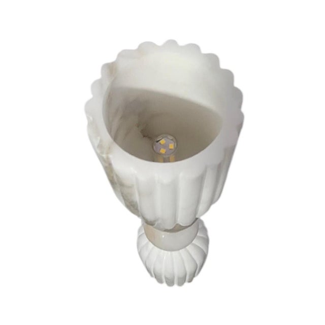 Not Yet Made - Made To Order Handmade Alabaster Stone Wall Sconce With Solid Brass, Luxury Ribbed Stone Wall Light, Natural Alabaster Wall Lamp, Art Deco Brass Sconce For Sale - Image 5 of 9