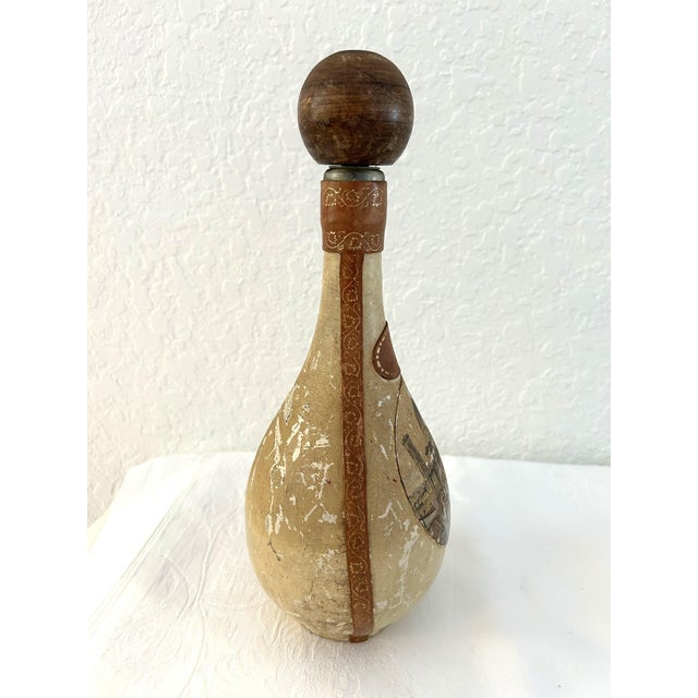 Mid 20th Century Italian Leather Wrapped Glass Decanter For Sale - Image 4 of 6