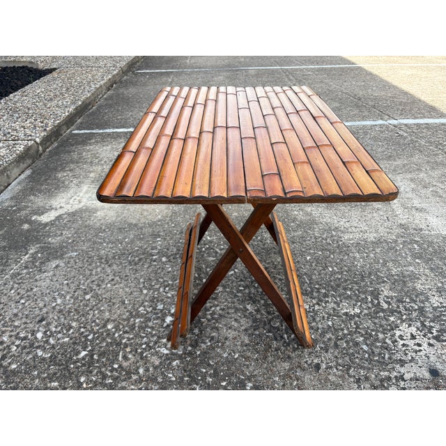 1950s Mid-Century Split Bamboo Folding Table For Sale - Image 6 of 12