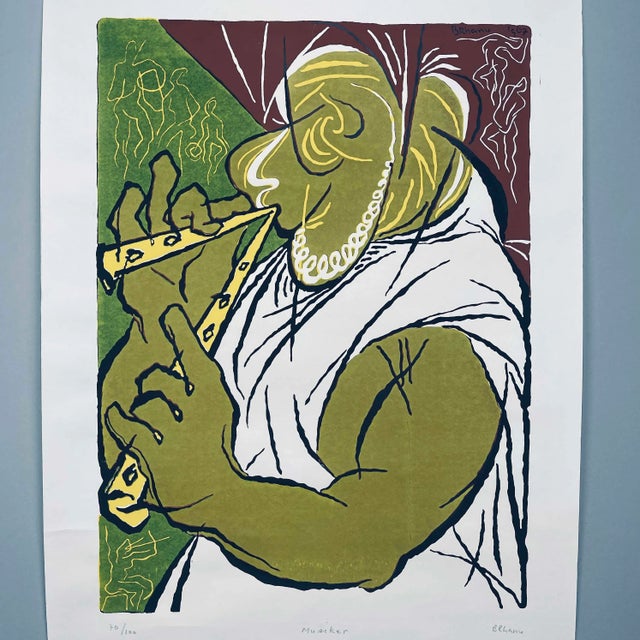 Mid 20th Century "Musiker" Artist's Proof Abstract Figurative Numbered Print by Tassow Brhanu For Sale - Image 13 of 13