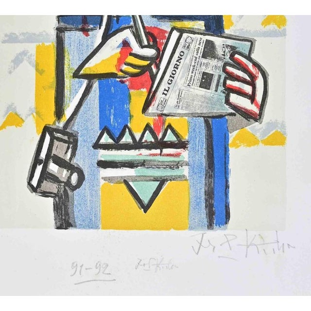 Lithograph on paper realized by Kodra in 1992-93. Hand signed in pencil. Not numbered, as issued. Very good condition This...