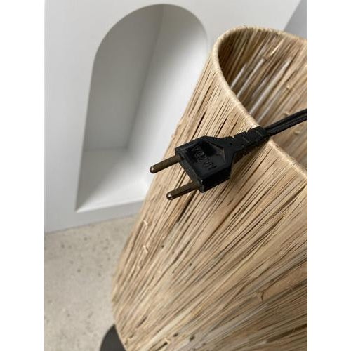 Vintage Metal Lamp with Natural Fiber Lampshade For Sale - Image 17 of 18