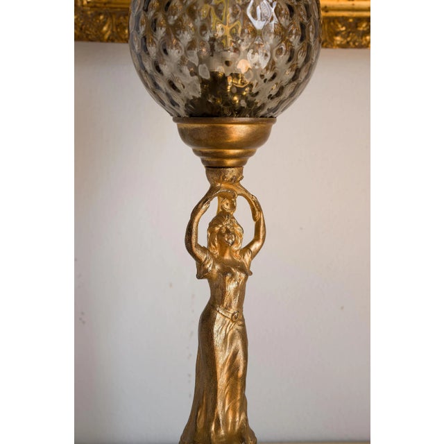 Antique Art Nouveau Liberty Table Lamp With Crystal Sphere, 1900s For Sale - Image 9 of 12