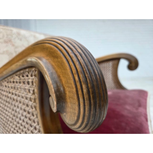 Vintage Danish Chair in Woven Wool and Velour, 1940s For Sale - Image 10 of 18