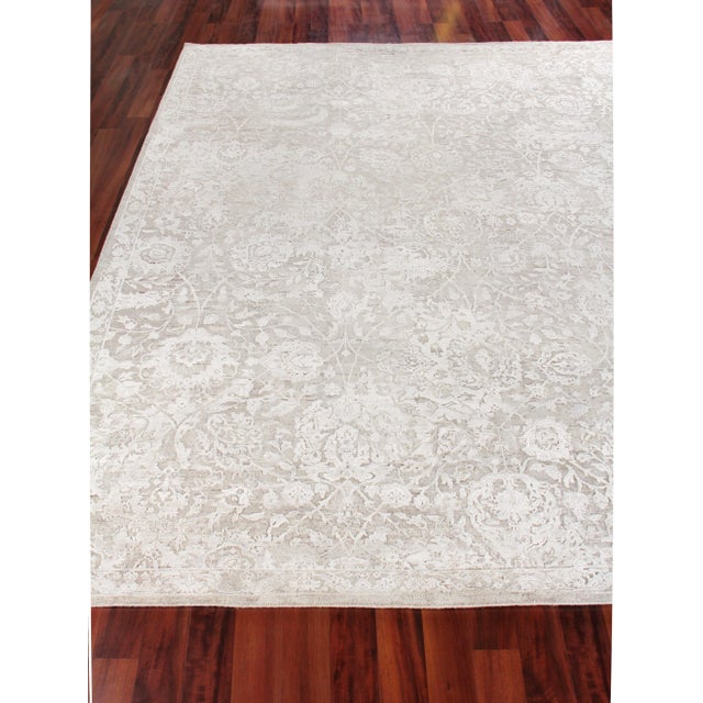Bryant Ivory/Beige hand knotted Wool/Viscose/Cotton Rug - 8'x10' For Sale - Image 4 of 9