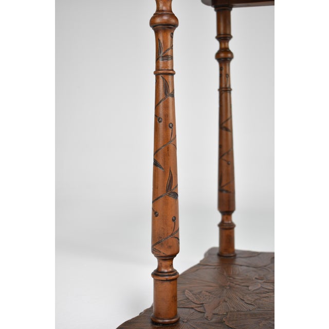 Brown 1900's Japanese Sculpted Wooden Tea Table For Sale - Image 8 of 12