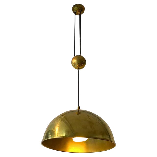 Mid-Century Brass Model Posa Pendant Lamp by Florian Schulz, 1970s For Sale