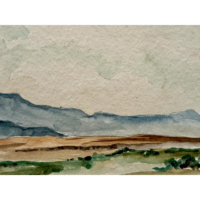 Rustic Henry Emil Salloch Original Watercolor on Paper Desert Plain With Shiprock Mesa, 1955. For Sale - Image 3 of 6
