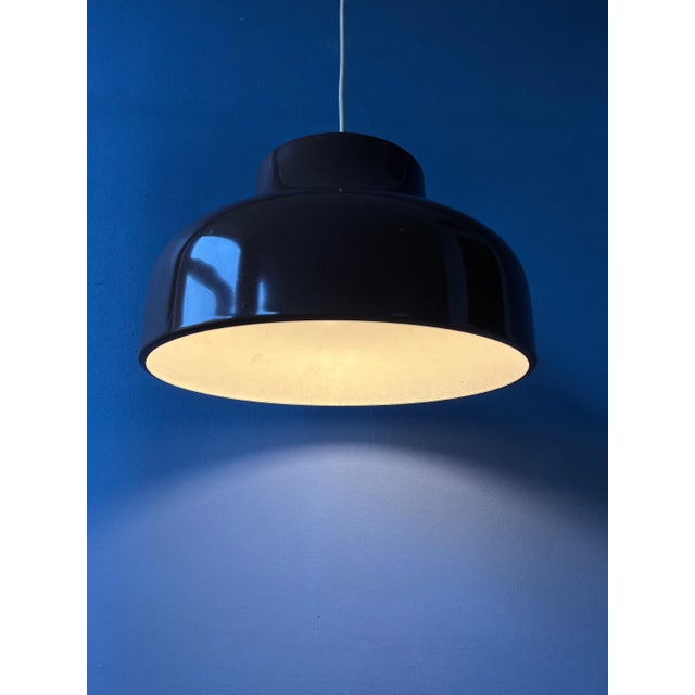 Mid-Century pendant light made in brown lacquered metal. The lamp requires one E27/26 lightbulb. Condition: Very good,...