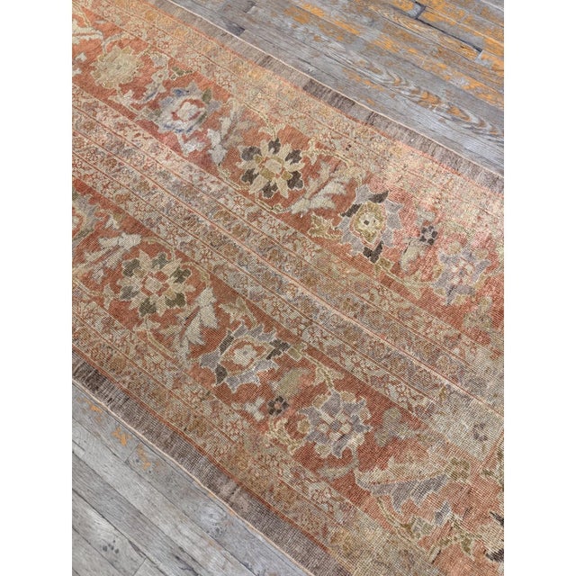 1900s Beige Field Geometric Antique Indian Amritsar Knotted Hallway Runner Rug For Sale - Image 4 of 6