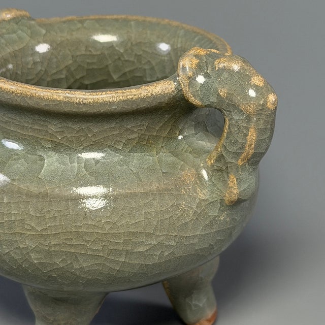 Chinese Antique Chinese Longquan Celadon Tripod Censer For Sale - Image 3 of 7