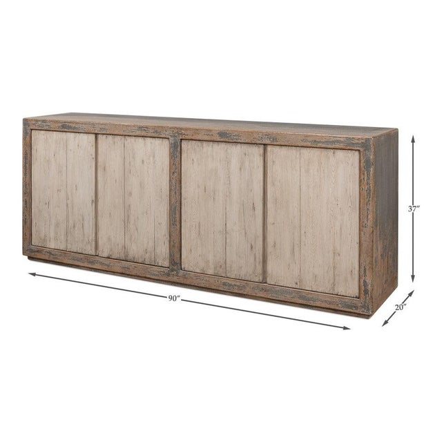 Transitional Reclaimed Pine Sideboard, 90" - Soft Grey Two-Tone For Sale - Image 10 of 10