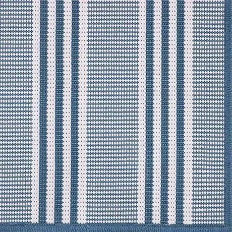 Casa Cosima Pavilion Sapphire Stripes Indoor/Outdoor Rug - 2'6" x 12' For Sale