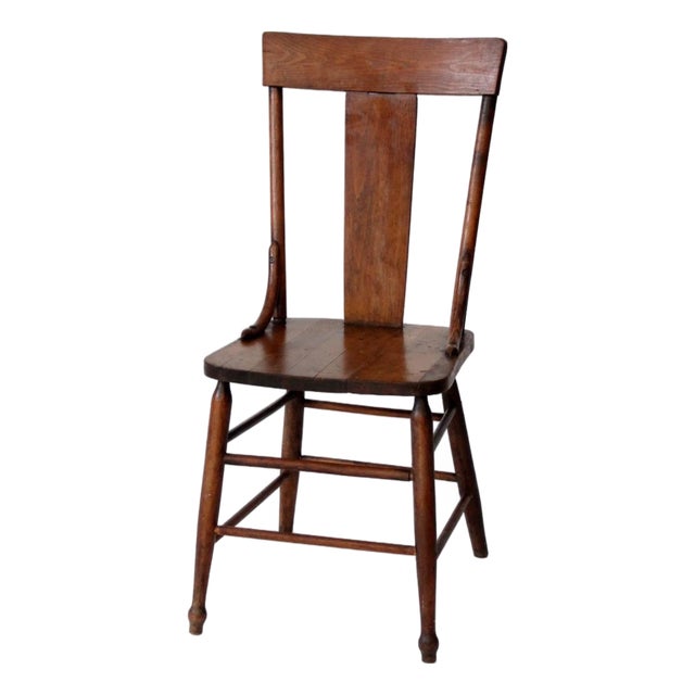 Antique American Splat Back Wood Chair For Sale