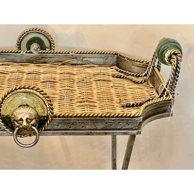 1960s Vintage Wicker Tray Table on Stand Attributed to Maitland Smith For Sale - Image 5 of 13