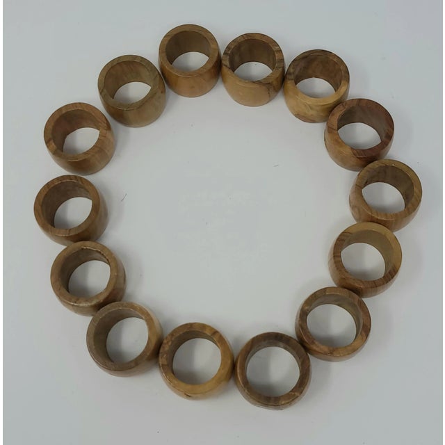 Vintage Burl Wood Napkin Rings Set of 14 For Sale - Image 9 of 13