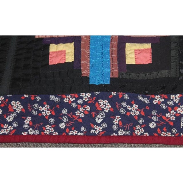 19thc Wool Flannel Log Cabin Quilt For Sale In Los Angeles - Image 6 of 9
