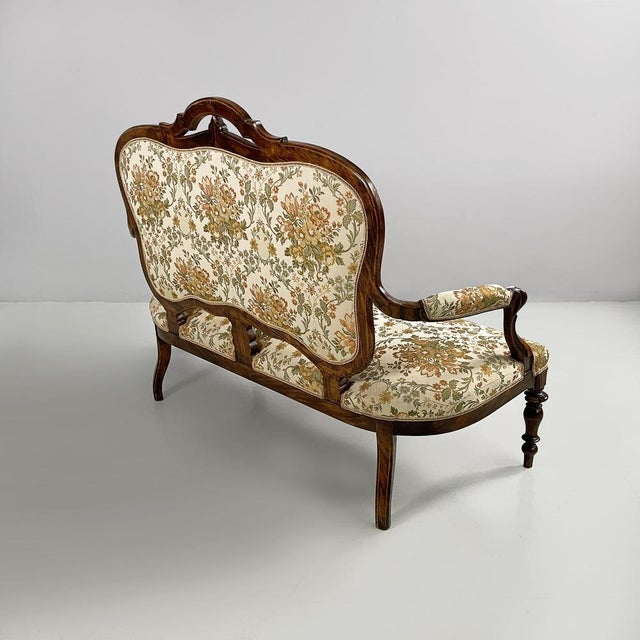 Italian 19th Century Style Sofa in Floral Fabric and Wood, 1930s For Sale - Image 4 of 18