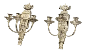 1900s Neoclassical Silver Plated Sconces - A Pair