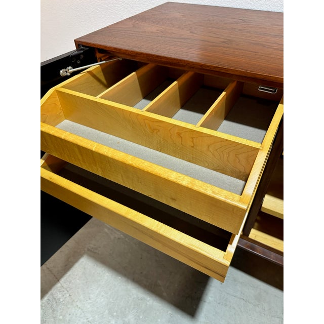 Mid 20th Century Florence Knoll Walnut Credenza W/ Ebonized Doors For Sale - Image 11 of 13