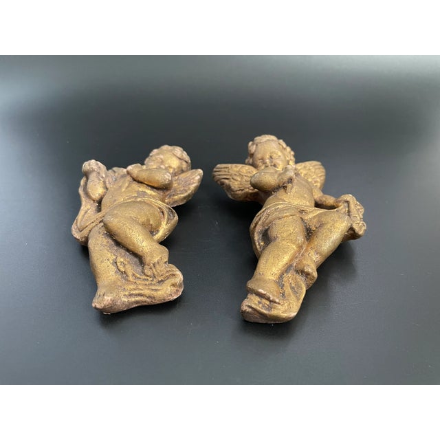 Early 19th Century 19th Century Gilt Plaster Gesso Cherub Wall Sculptures - a Pair For Sale - Image 5 of 12