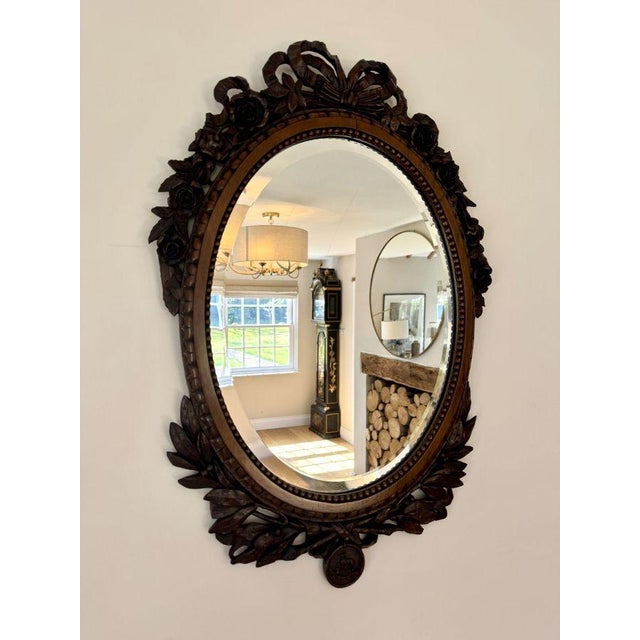 Antique Carved Oak Wall Mirror, 1860s For Sale - Image 9 of 9