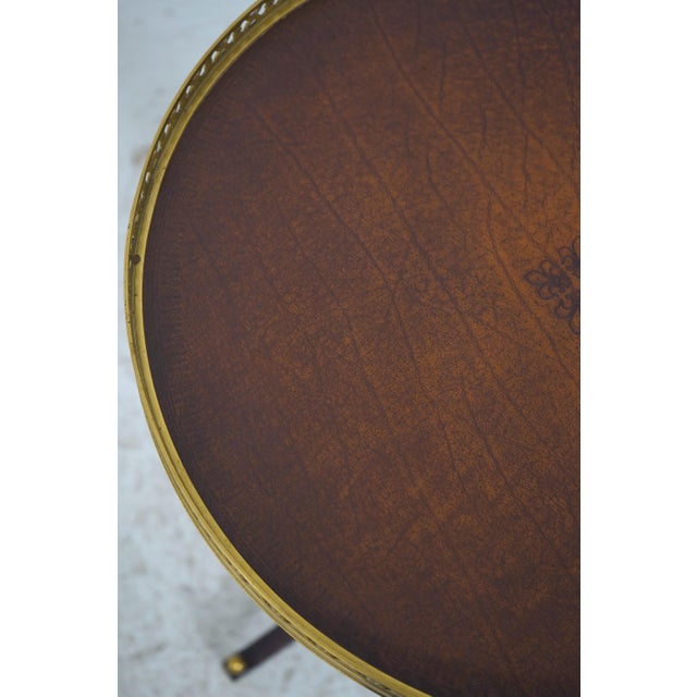Theodore Alexander Leather Top Round End Table For Sale - Image 11 of 13