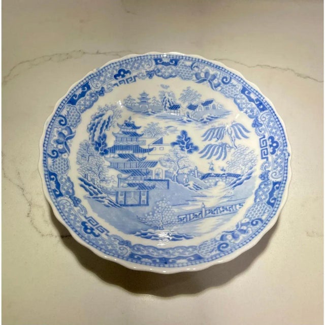 Early 20th Century Antique Blue & White Chinoiserie Decorative Bowl For Sale - Image 5 of 8