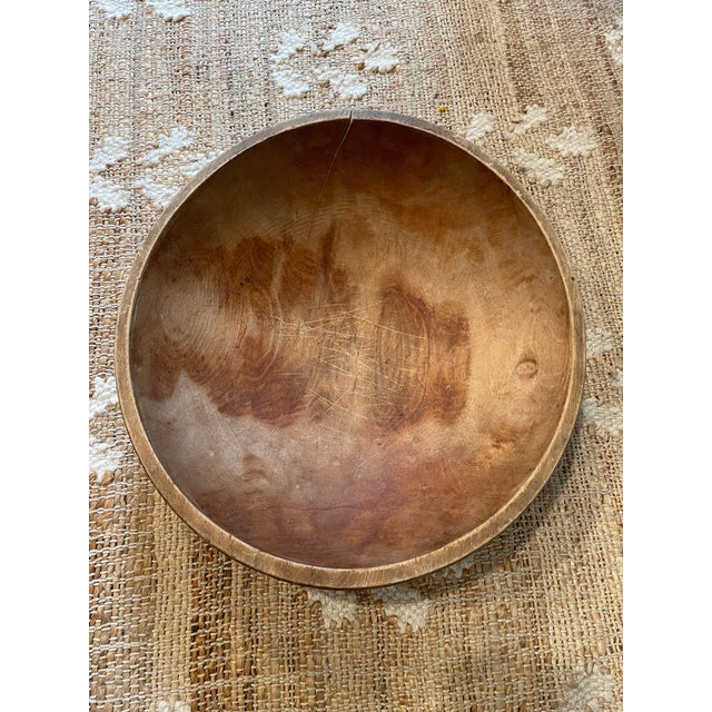 This vintage Primitive hand-turned wooden dough bowl is a unique and rustic piece, perfect for those who appreciate...