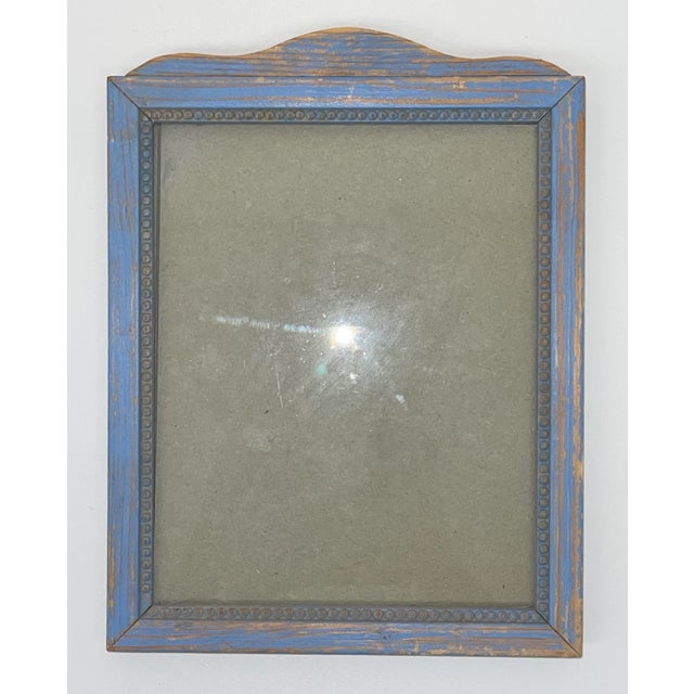 American Vintage Blue Painted Distressed Frame For Sale - Image 3 of 9