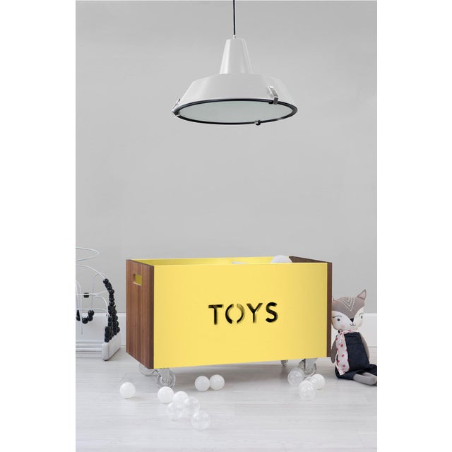 Nico & Yeye Toy Box Chest on Casters Walnut Wood Veneer Yellow Chairish